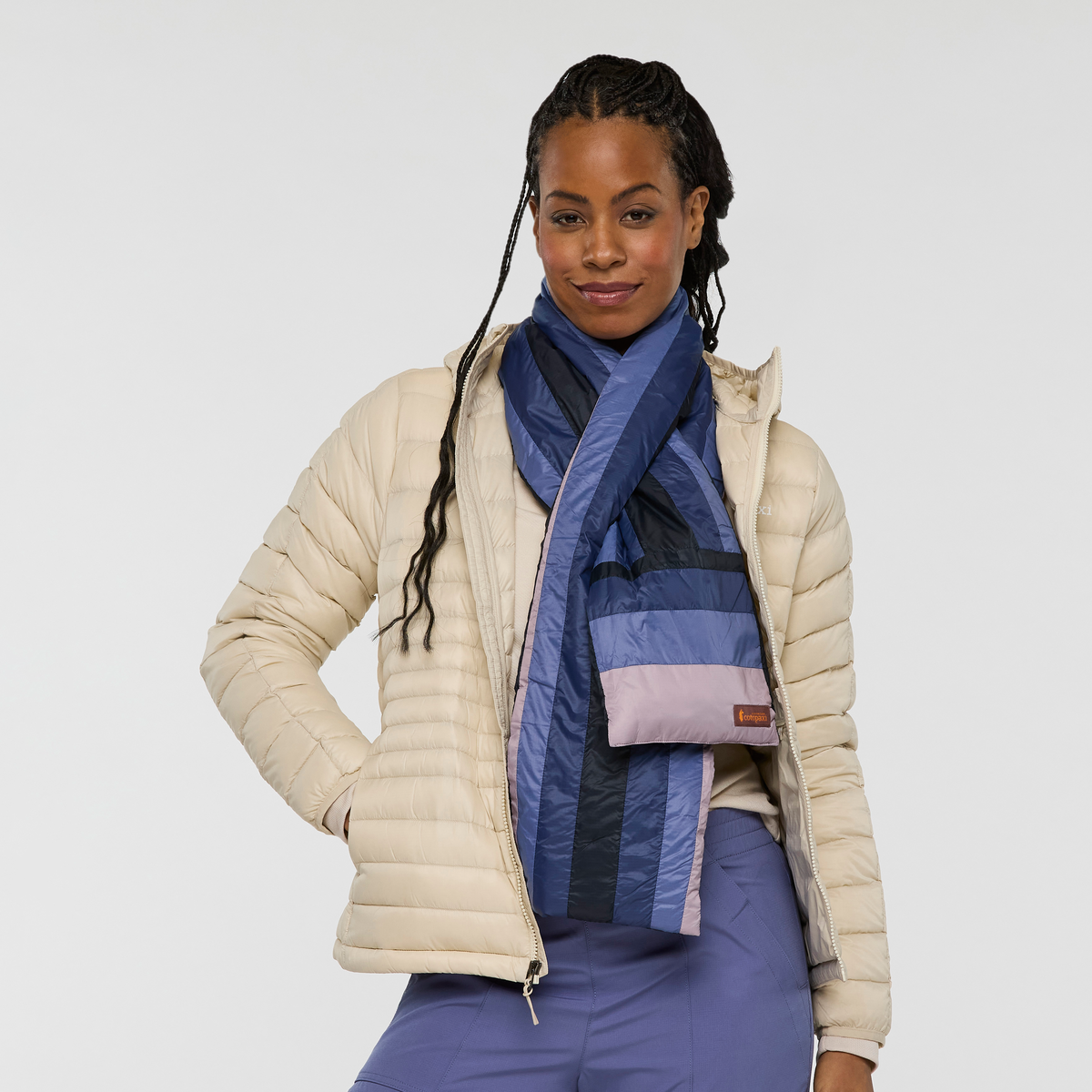Fuego Down Scarf - Carbon Stripes - US 8417
