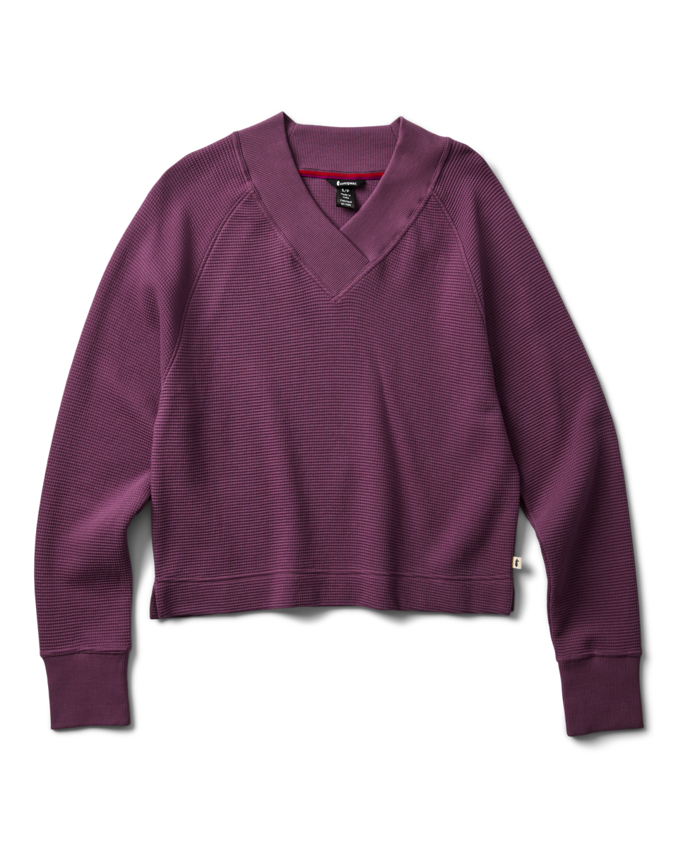 Atajo Long-Sleeve Waffle V-Neck - Women's - Mystic - US 2143