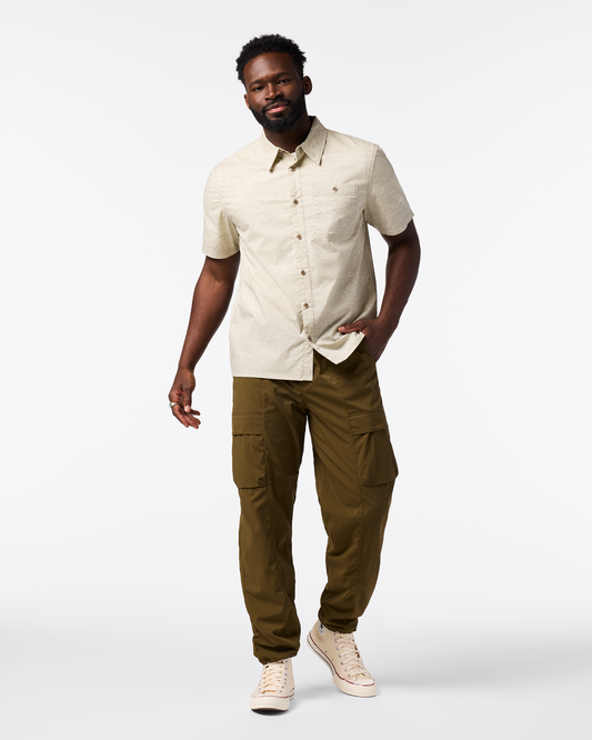 Estival Button Up Shirt - Print - Men's - Waves Mineral - US 4362