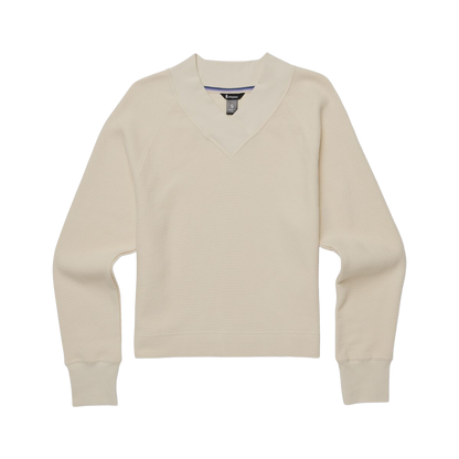 Atajo Long-Sleeve Waffle V-Neck - Women's - Cream - US 2389