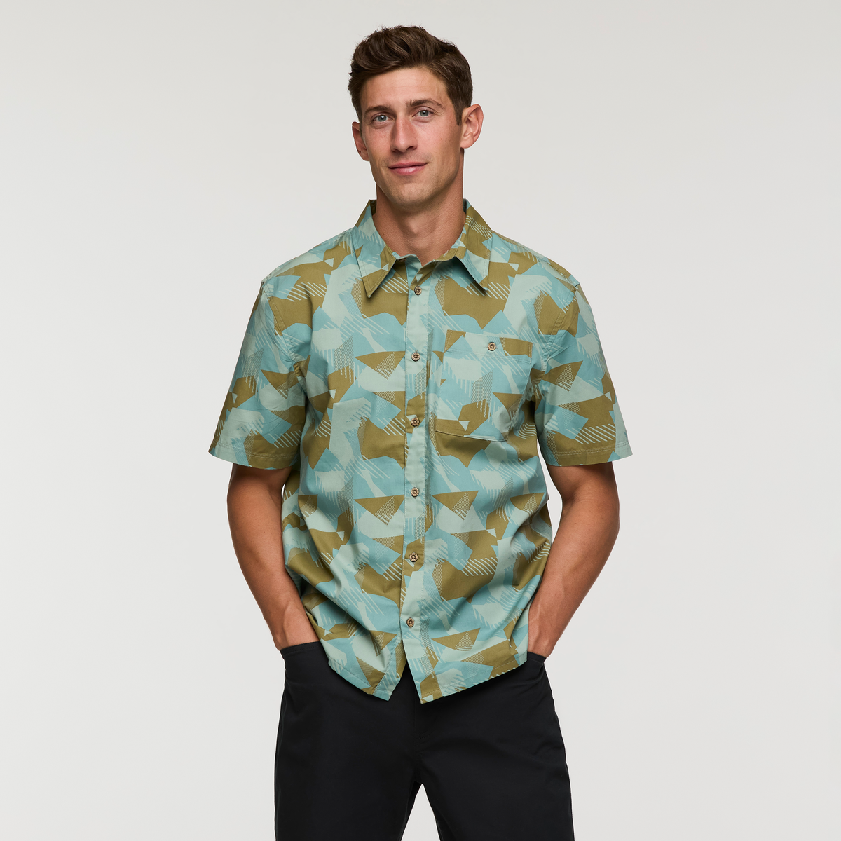 Estival Button Up Shirt - Print - Men's - Reflections Silver Leaf - US 2503
