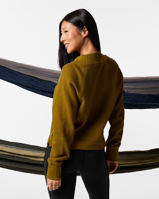 Atajo Long-Sleeve Waffle V-Neck - Women's - Log Cabin - US 9528