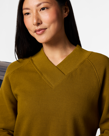 Atajo Long-Sleeve Waffle V-Neck - Women's - Log Cabin - US 9528