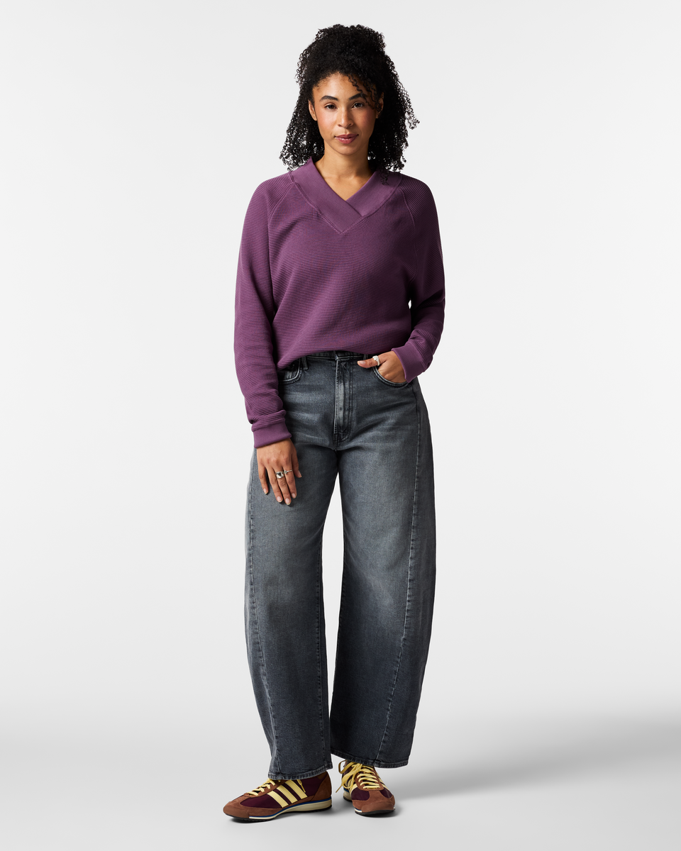 Atajo Long-Sleeve Waffle V-Neck - Women's - Mystic - US 2143