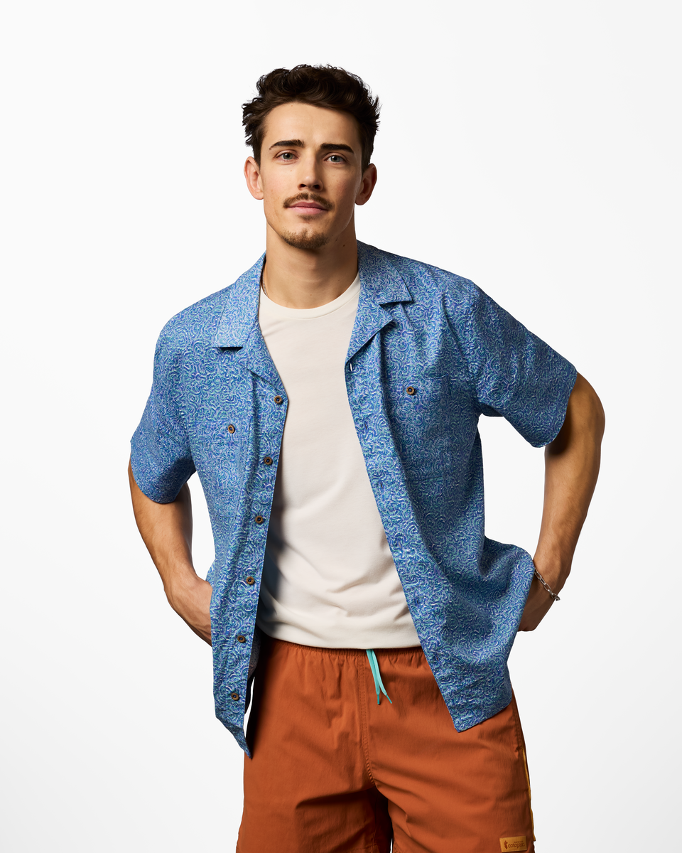 Afuera Button Up Shirt - Print - Men's - Cenotes Azure - US 9888