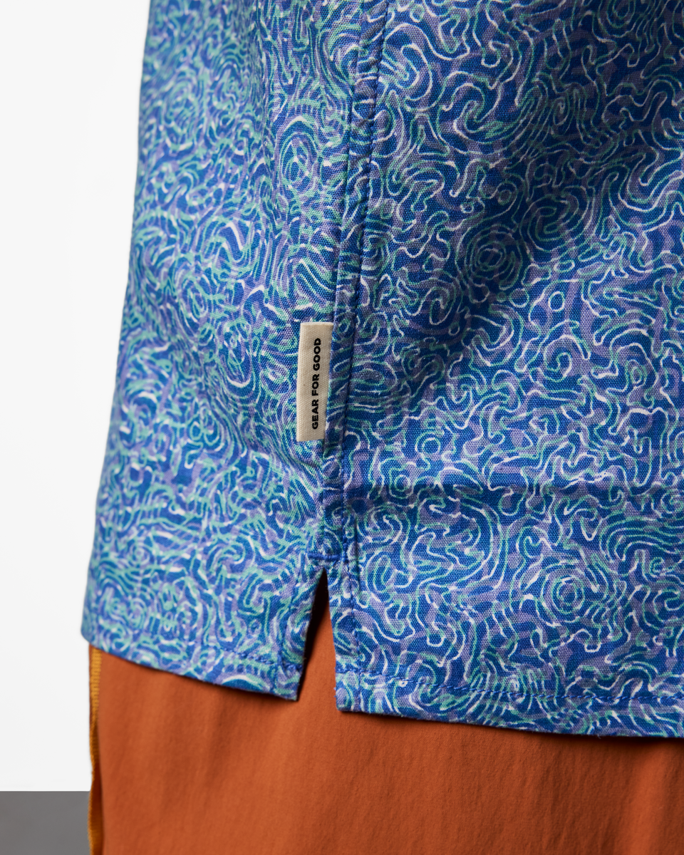 Afuera Button Up Shirt - Print - Men's - Cenotes Azure - US 9888