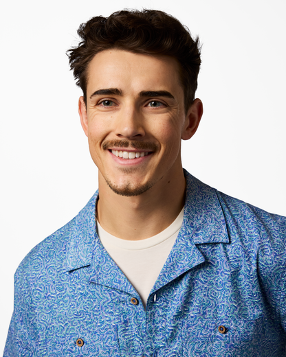 Afuera Button Up Shirt - Print - Men's - Cenotes Azure - US 9888