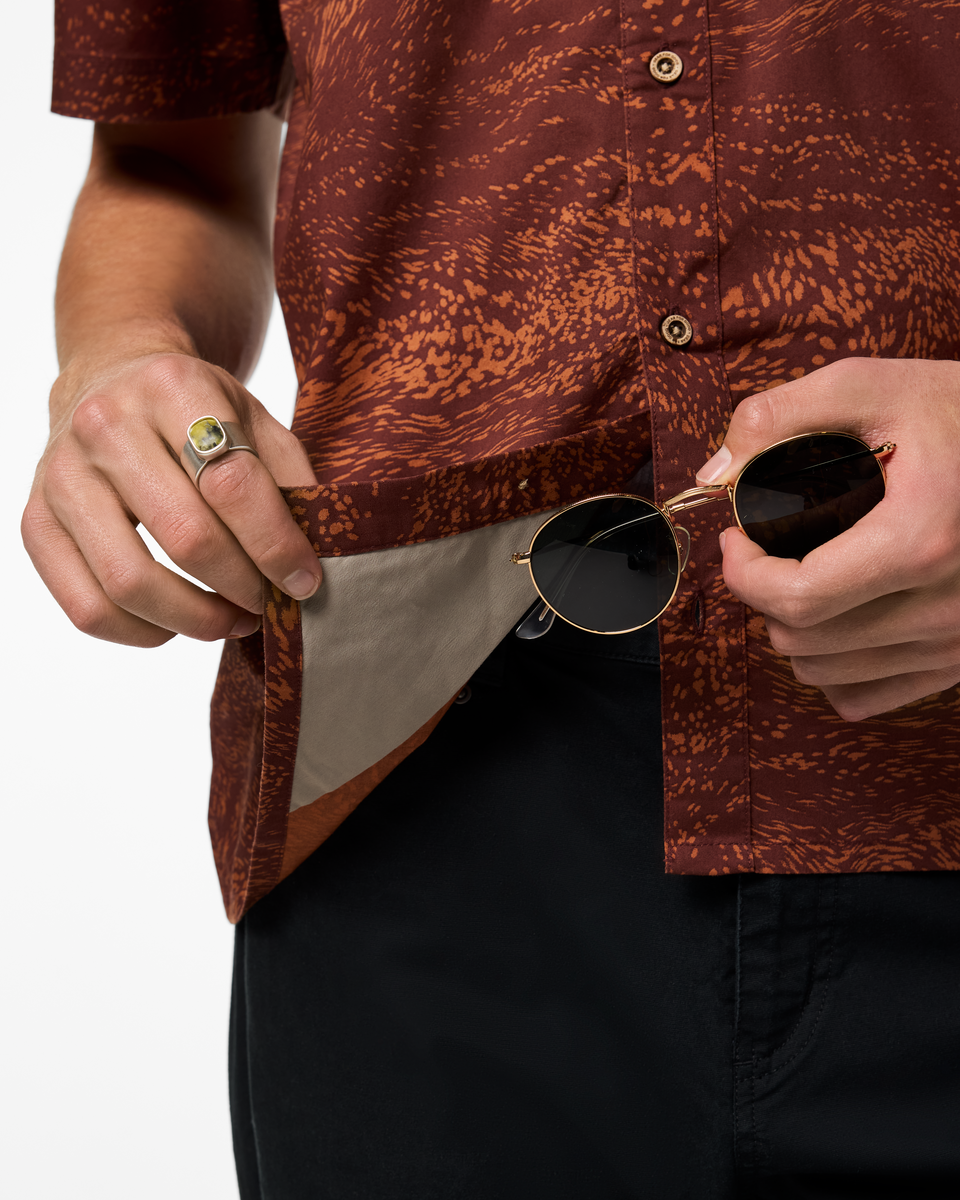 Estival Button Up Shirt - Print - Men's - Waves Sepia - US 0911