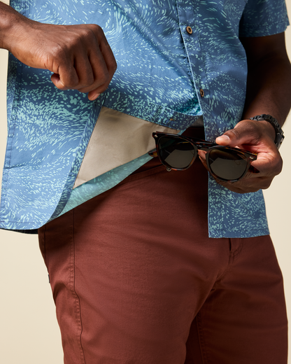 Estival Button Up Shirt - Print - Men's - Waves Steel Blue - US 8362