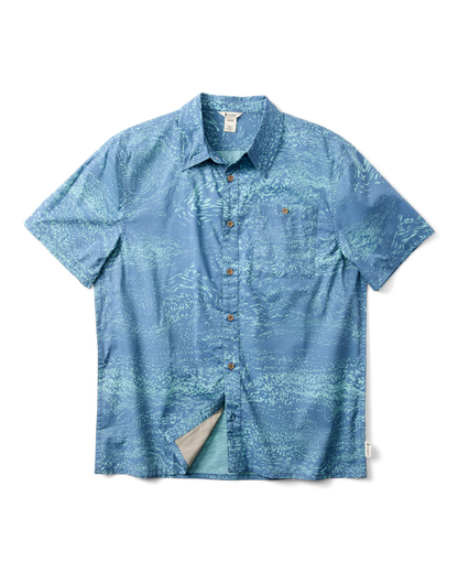 Estival Button Up Shirt - Print - Men's - Waves Steel Blue - US 8362