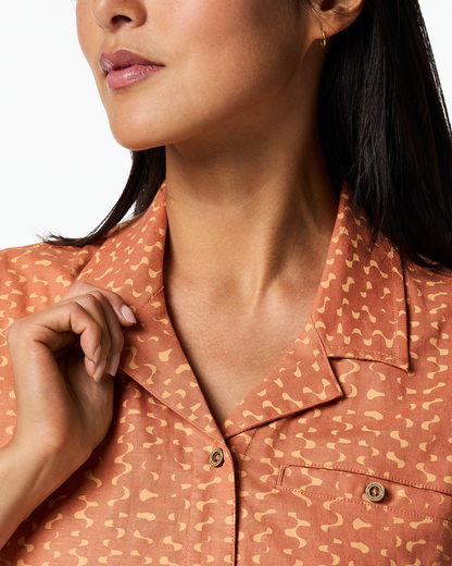 Afuera Button Up Shirt - Print - Women's - Shimmer Cantaloupe - US 5804
