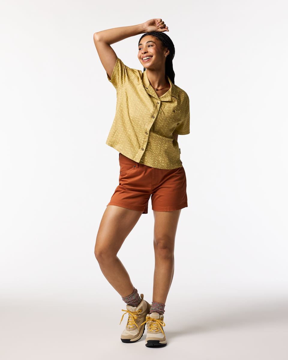 Afuera Button Up Shirt - Print - Women's - Shimmer Honeydew - US 4957