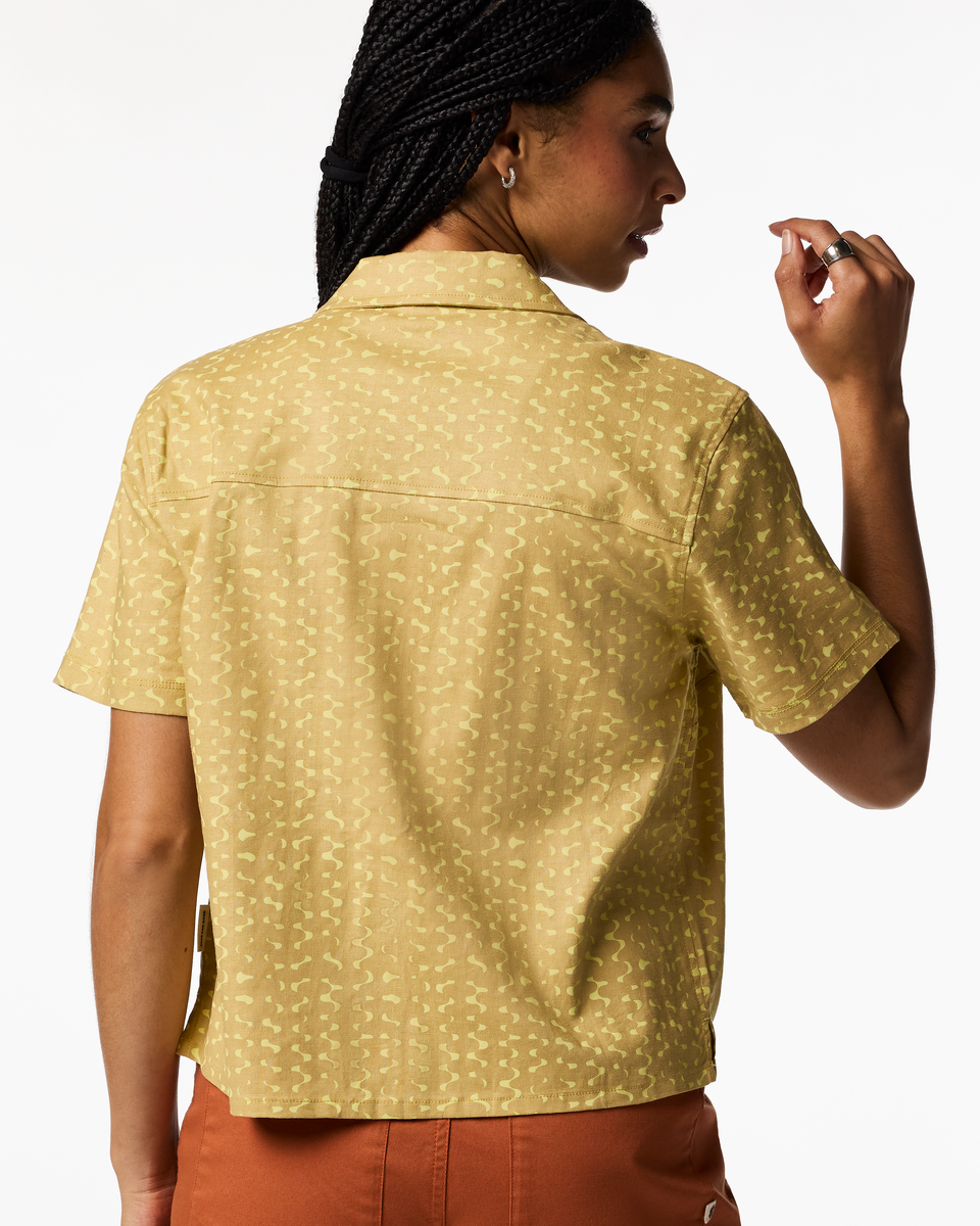 Afuera Button Up Shirt - Print - Women's - Shimmer Honeydew - US 4957
