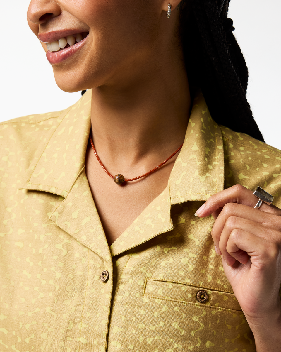 Afuera Button Up Shirt - Print - Women's - Shimmer Honeydew - US 4957