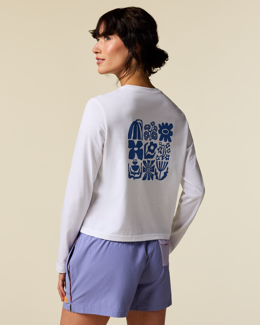 Flower Patch Long-Sleeve T-Shirt - Women's - White - US 6324